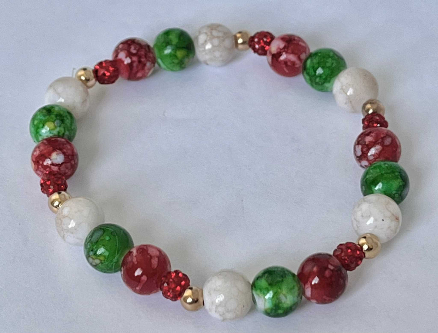 Christmas Jeweled Bead Bracelet – Festive Holiday Jewelry