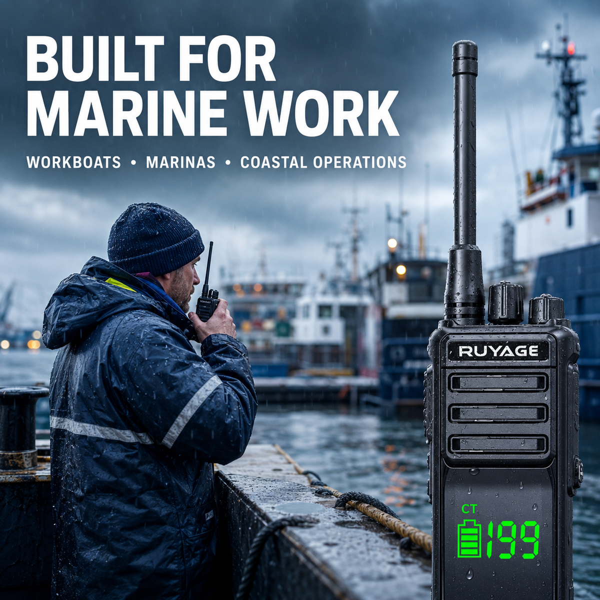 RUYAGE T30 10W IP68 Waterproof VHF/UHF Walkie Talkie