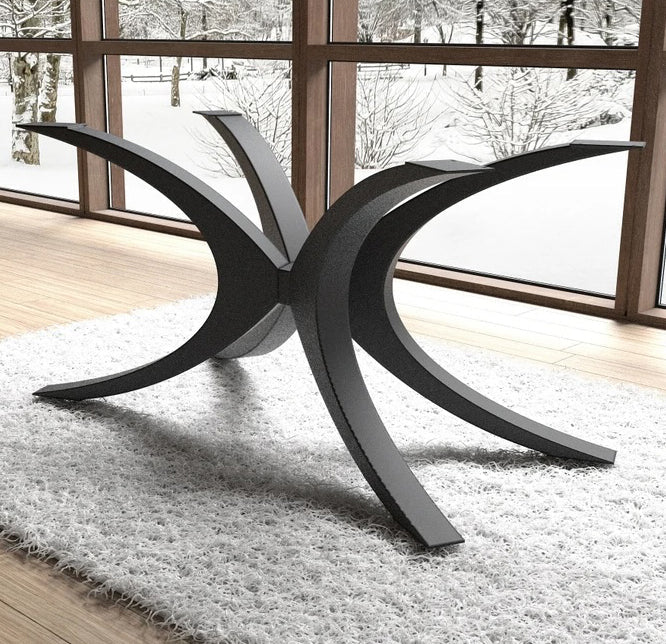 Unique Shape Metal Table Base/Legs Matte Black (D)28.5" (H)28" (W)55"