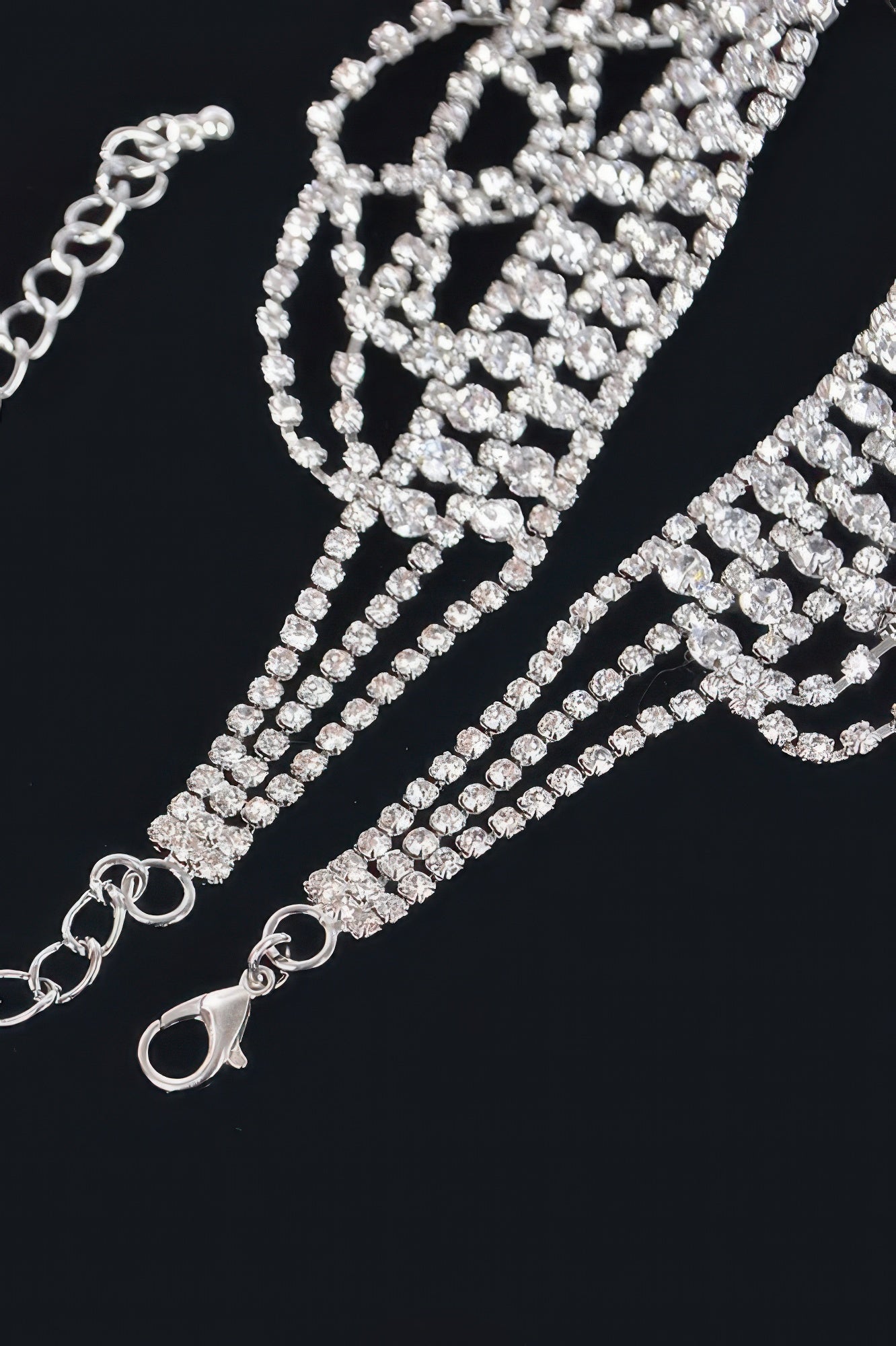 Double Strand Rhinestone Layered Necklace