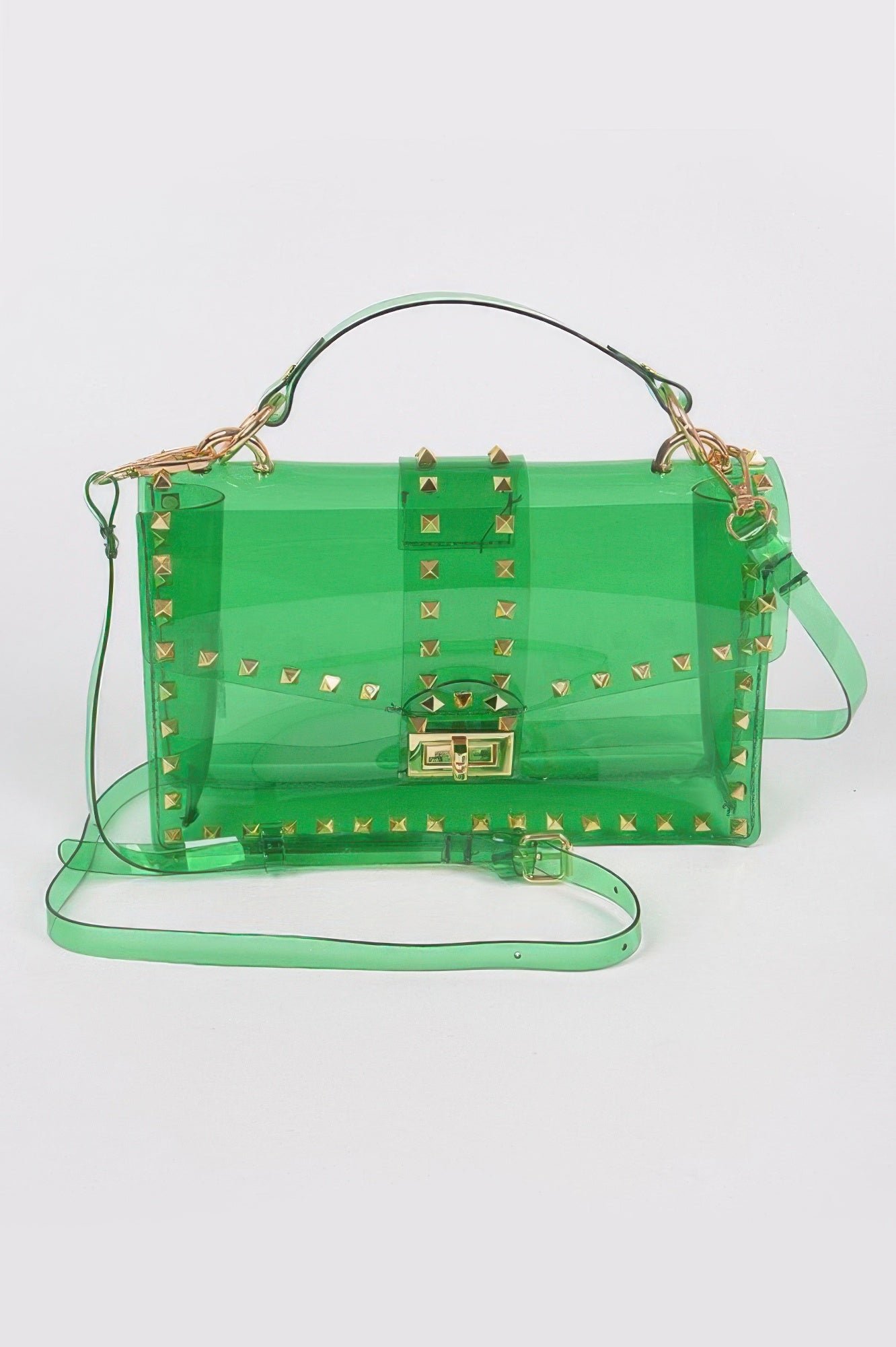 Studded Colorful Transparent Clutch