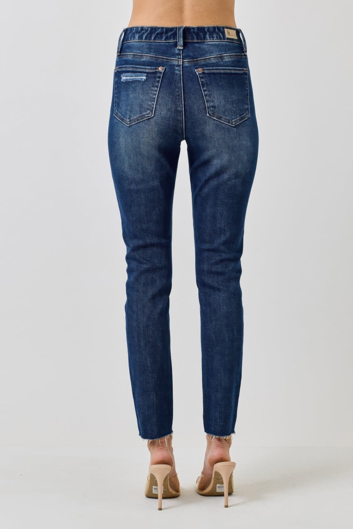 High Rise Ankle Skinny Jeans With Button Fly