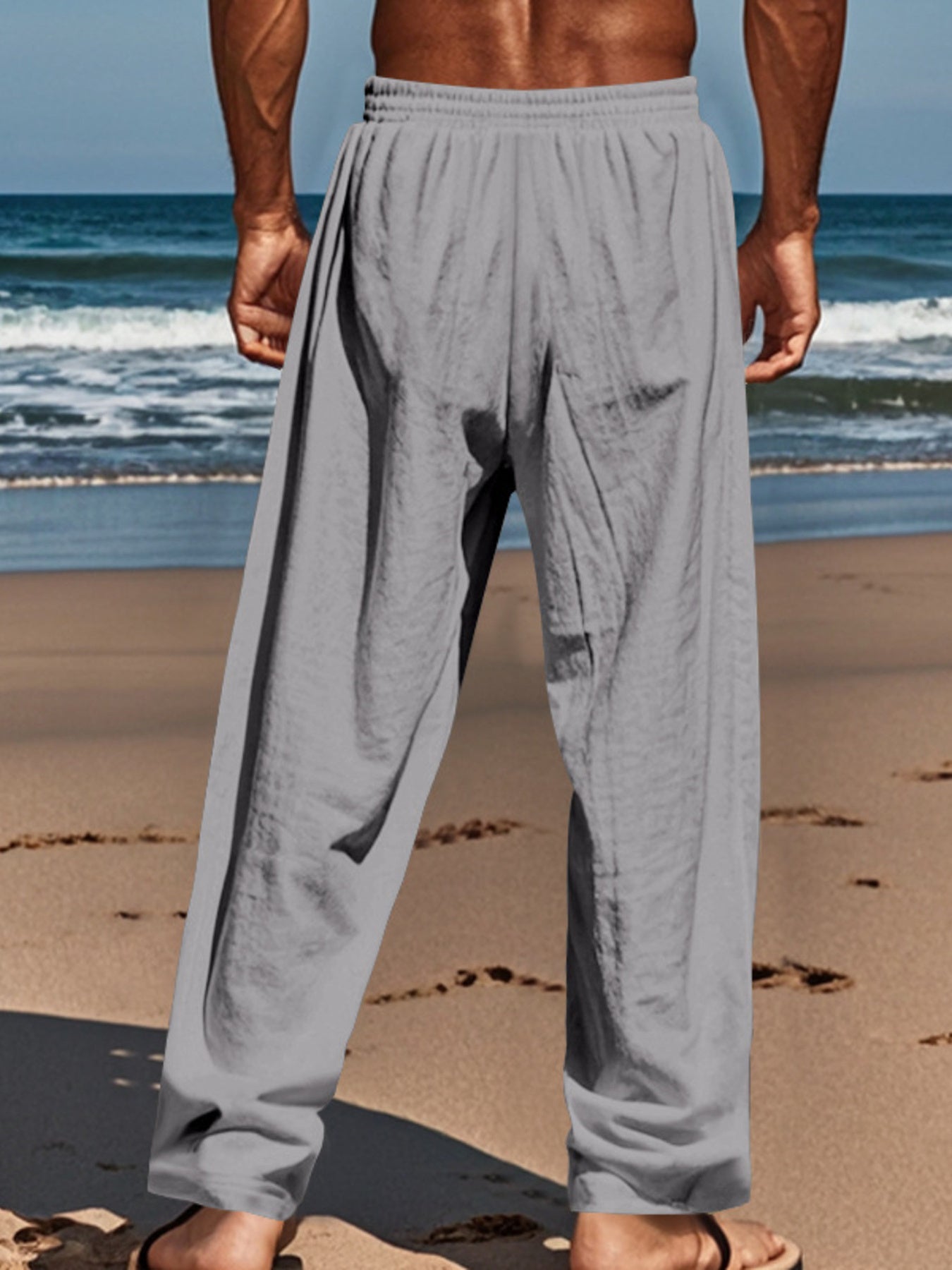 Men's Full Size Button-Fly Drawstring Pants Plus Size
