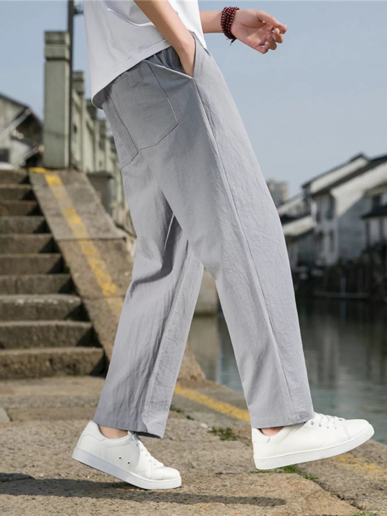 Men's Plus Size Loose Fit Drawstring Casual Pants
