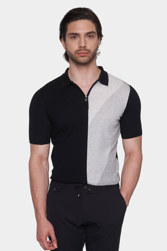 The Mercerized Cotton Polo (Black & White) - Zenvyra Collective