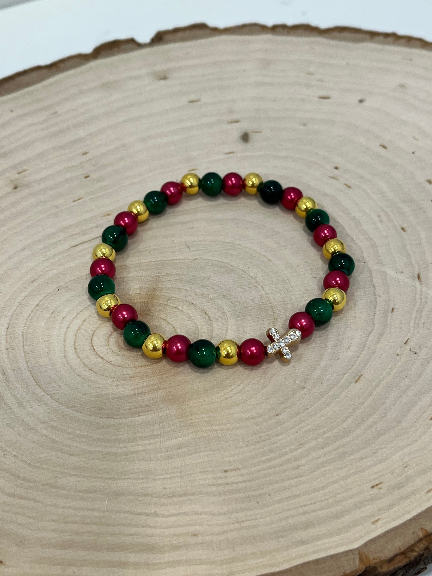 Christmas Cross Bead Bracelet Collection