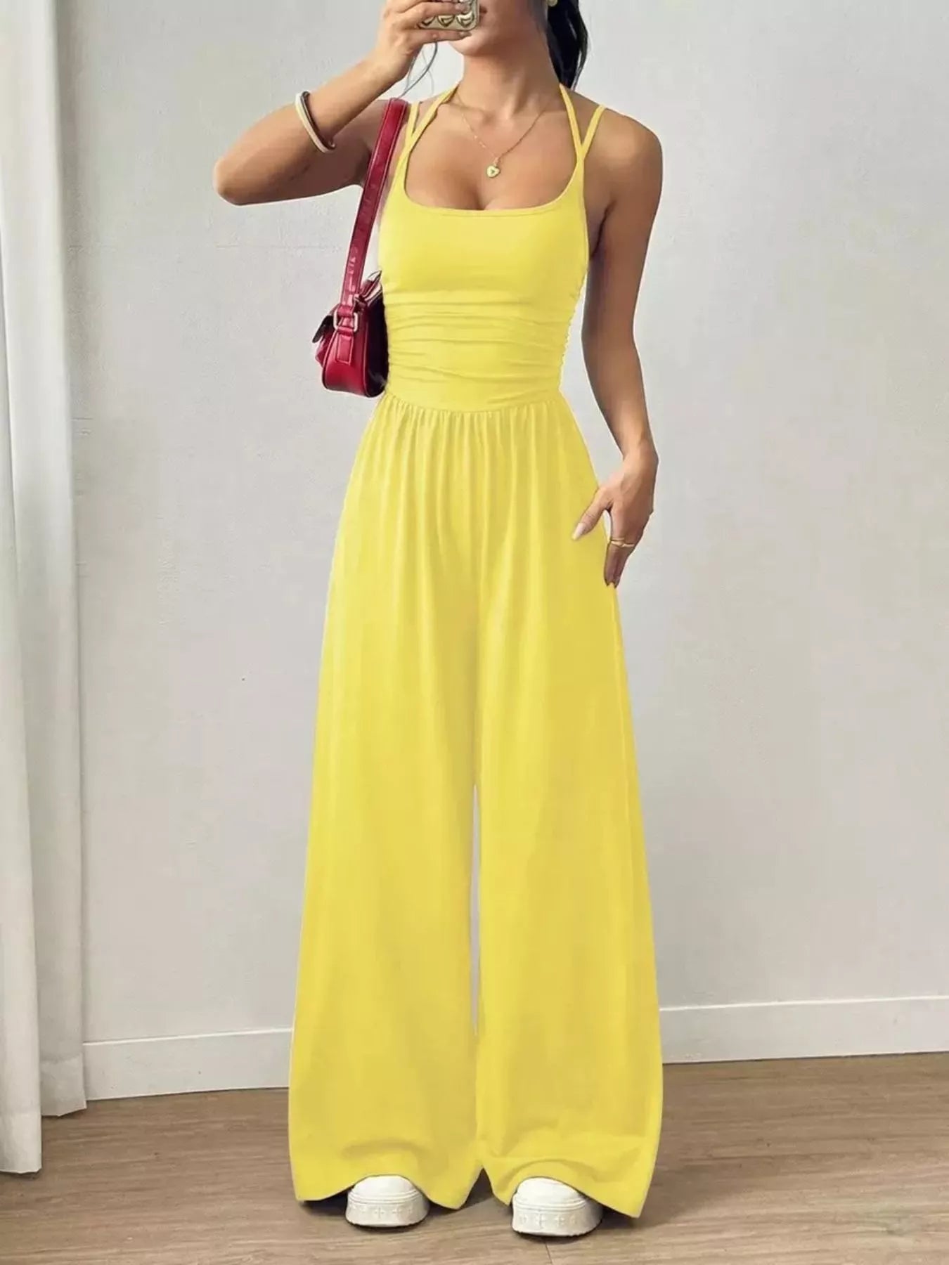 Spaghetti Strap Wide Leg Jumpsuit