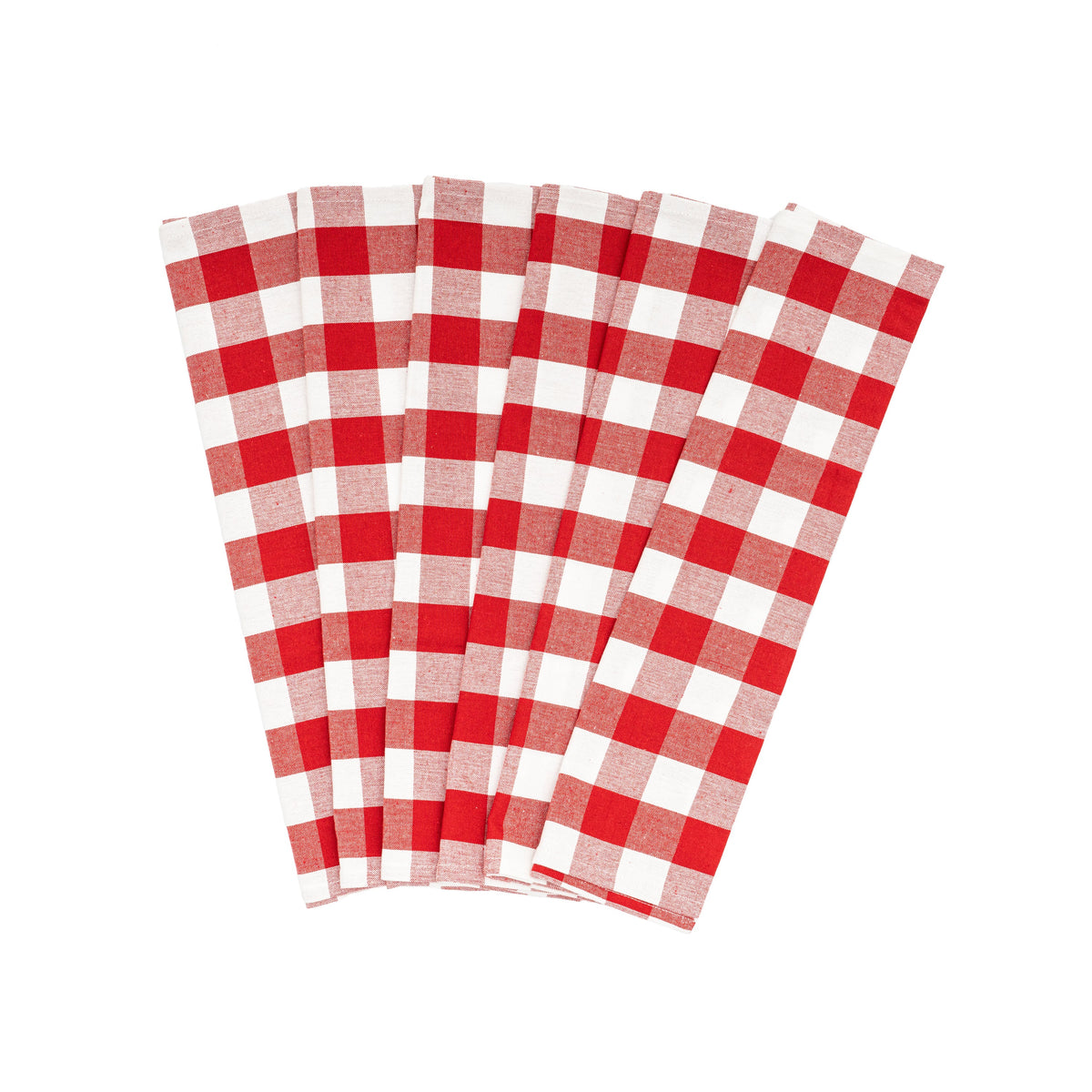 Plaid Kitchen Towels Set of 6 – 100% Organic Cotton, 20x28"