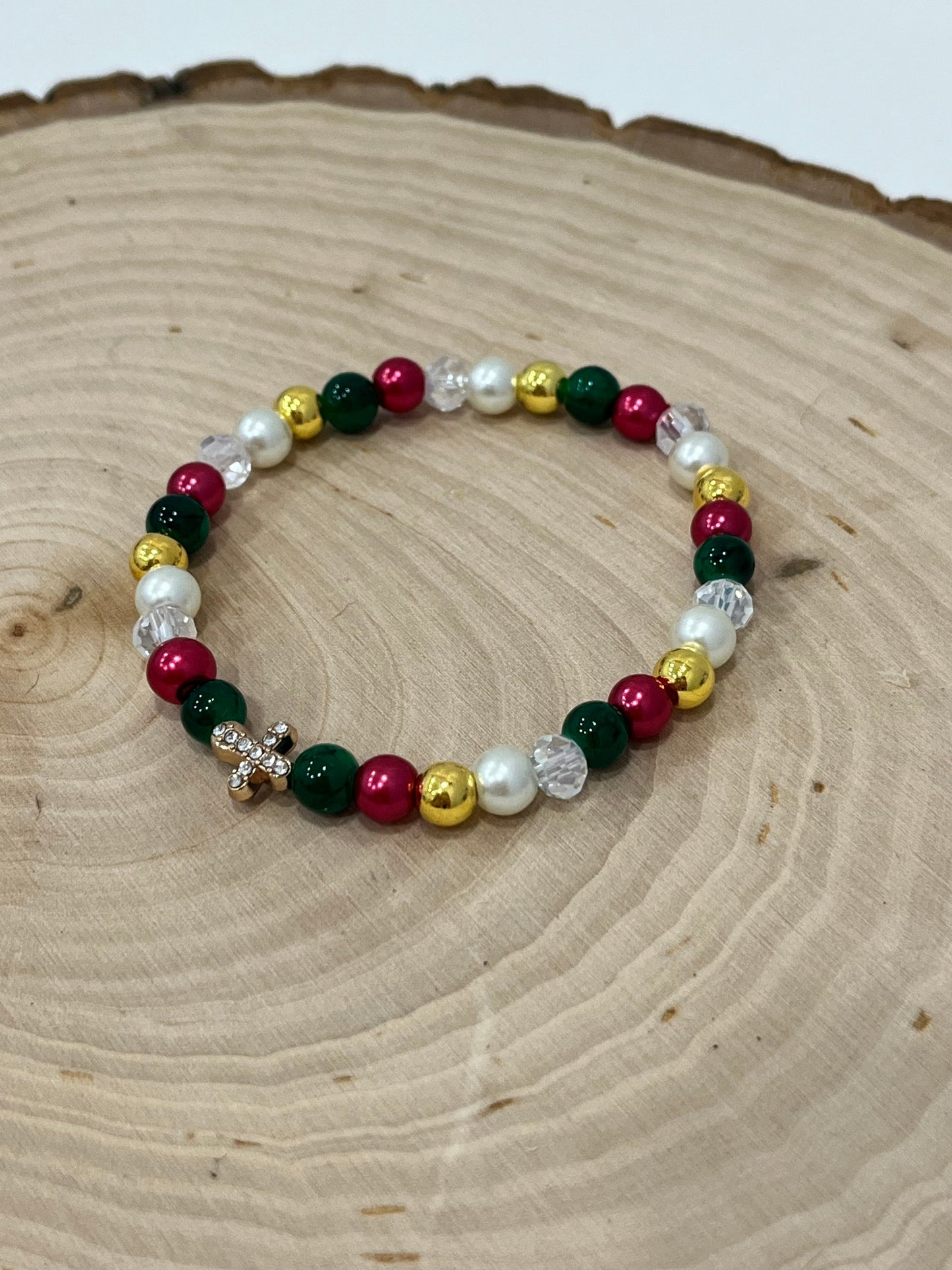 Christmas Cross Bead Bracelet Collection