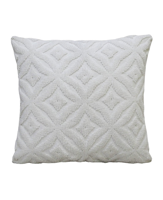 18"x18" White Indoor Outdoor Ogee Decorative Pillow - Zenvyra Collective