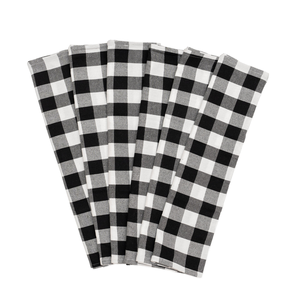 Plaid Kitchen Towels Set of 6 – 100% Organic Cotton, 20x28"