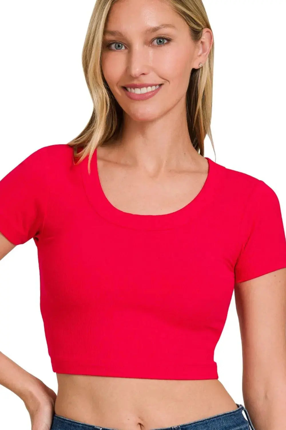 Women's Ribbed Crop Top – Soft & Stretchy Casual Tee