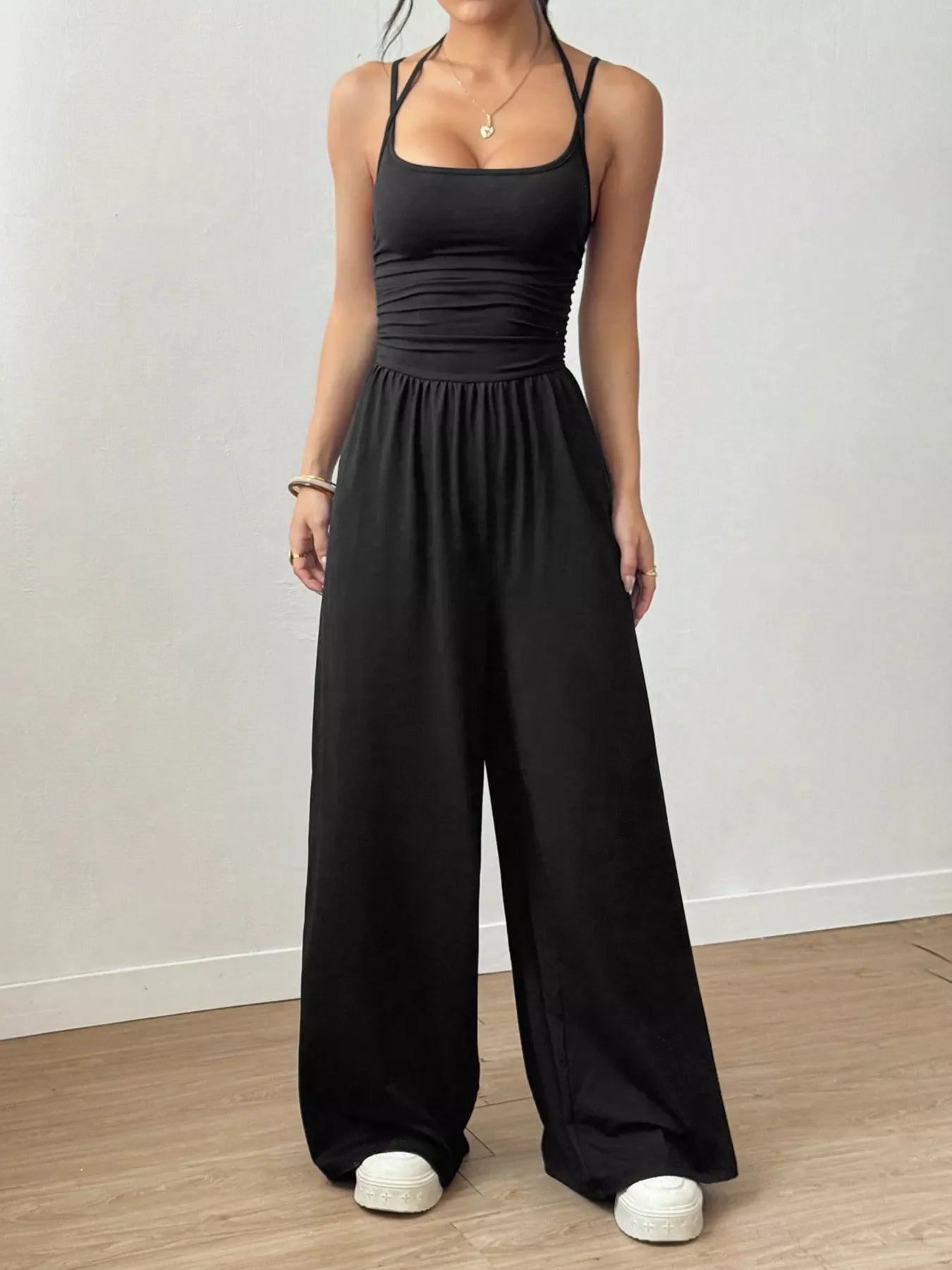 Spaghetti Strap Wide Leg Jumpsuit