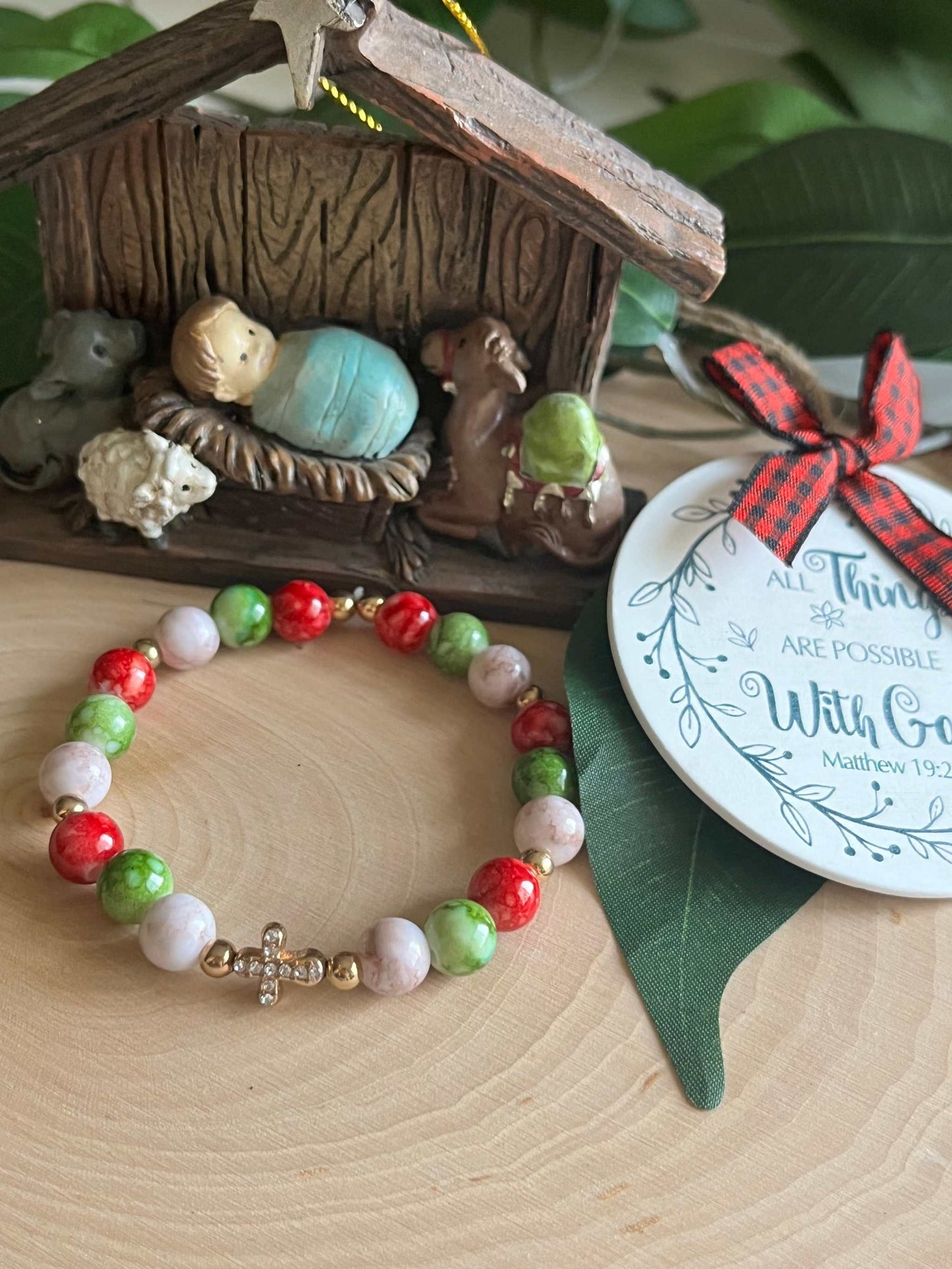 Christmas Cross Bead Bracelet Collection