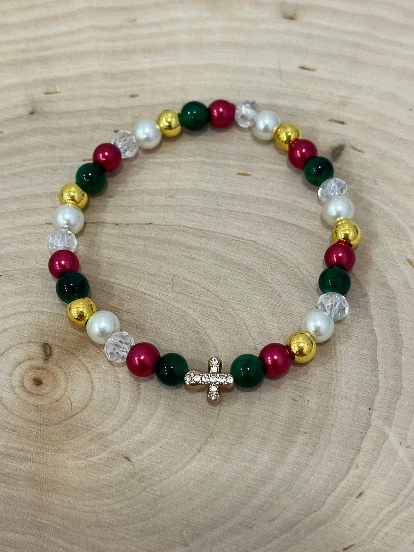 Christmas Cross Bead Bracelet Collection