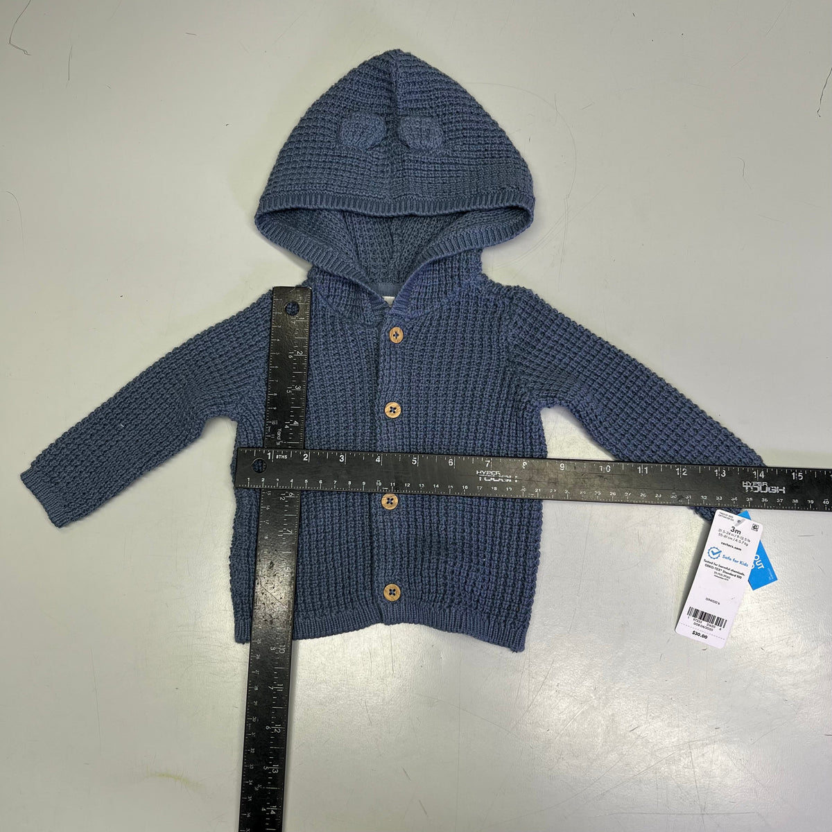 Carter's Baby Boys Hooded Waffle-Knit Cardigan, Navy, 3M