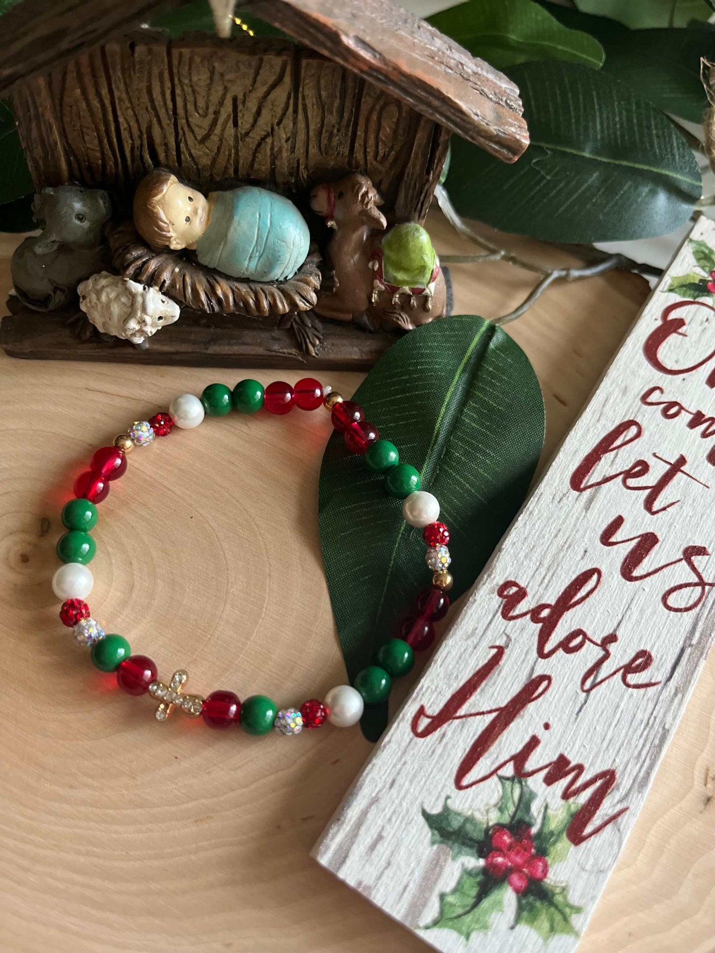 Christmas Cross Bead Bracelet Collection