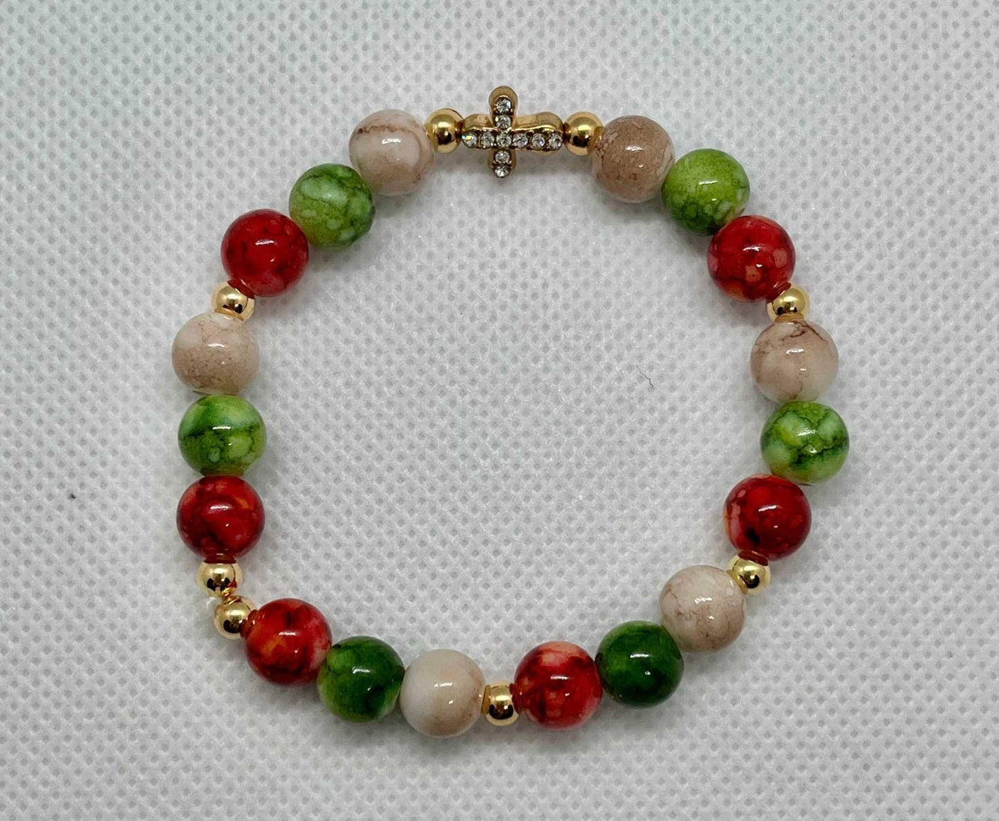 Christmas Cross Bead Bracelet Collection