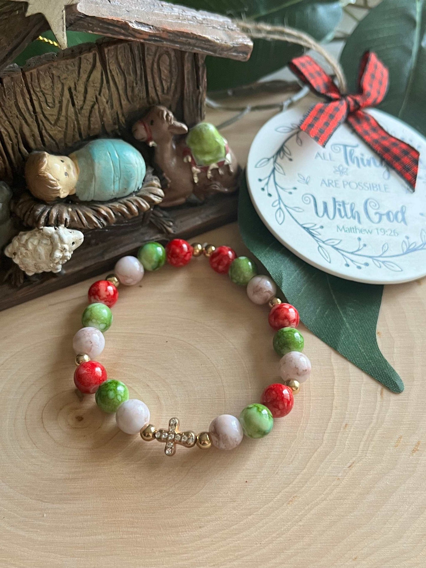 Christmas Cross Bead Bracelet Collection