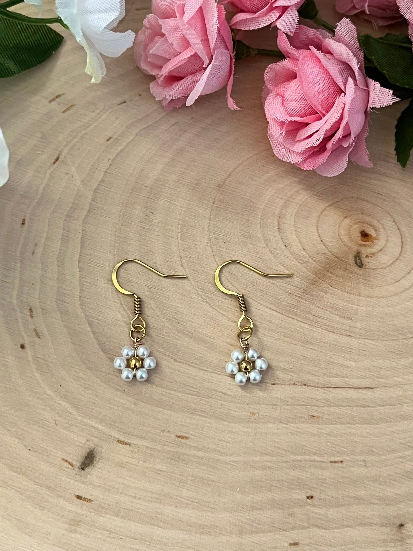Gold Flower Earrings - Blooming in Faith Daisy Floral Gold Earrings