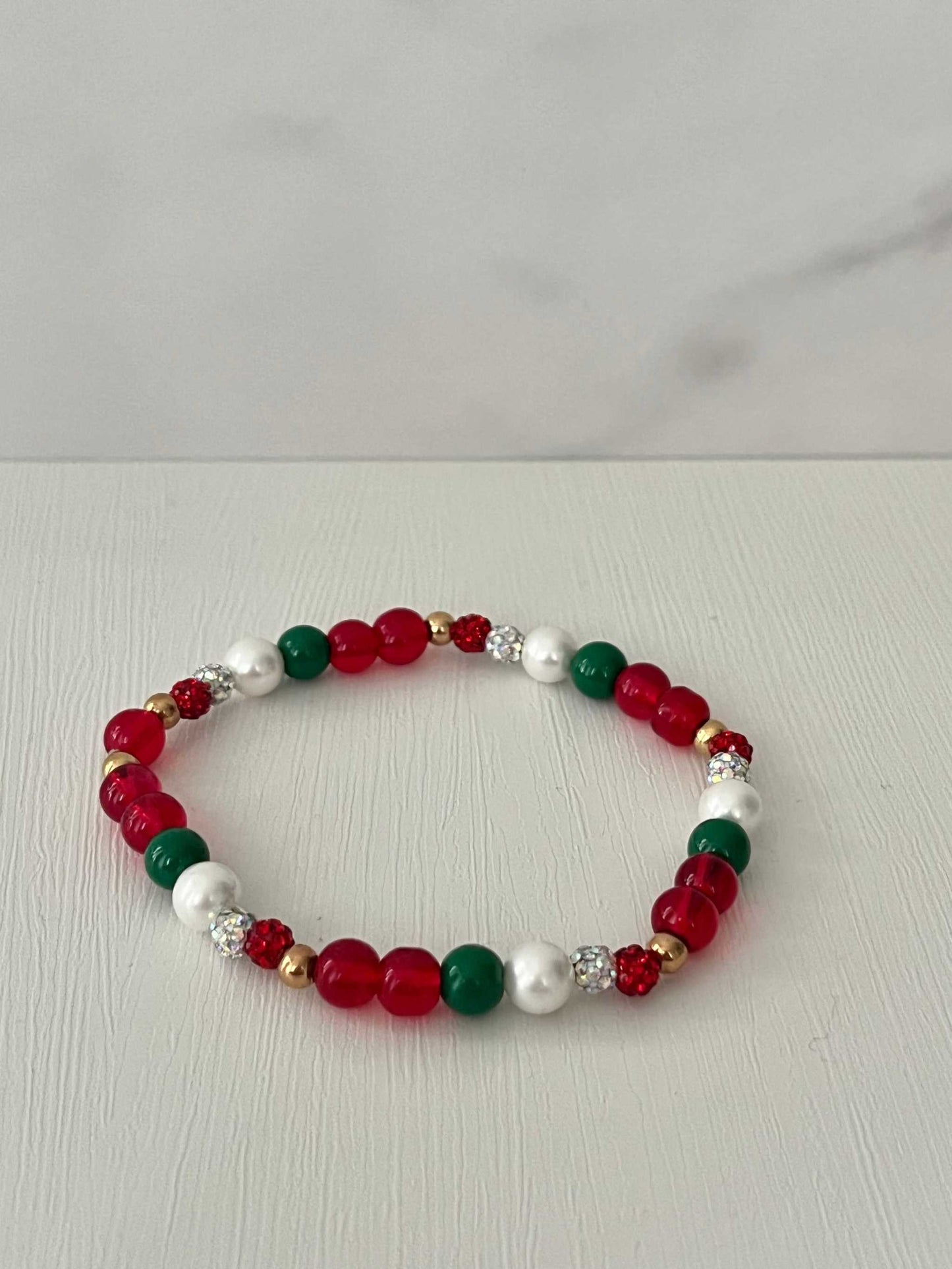 Christmas Jeweled Bead Bracelet – Festive Holiday Jewelry