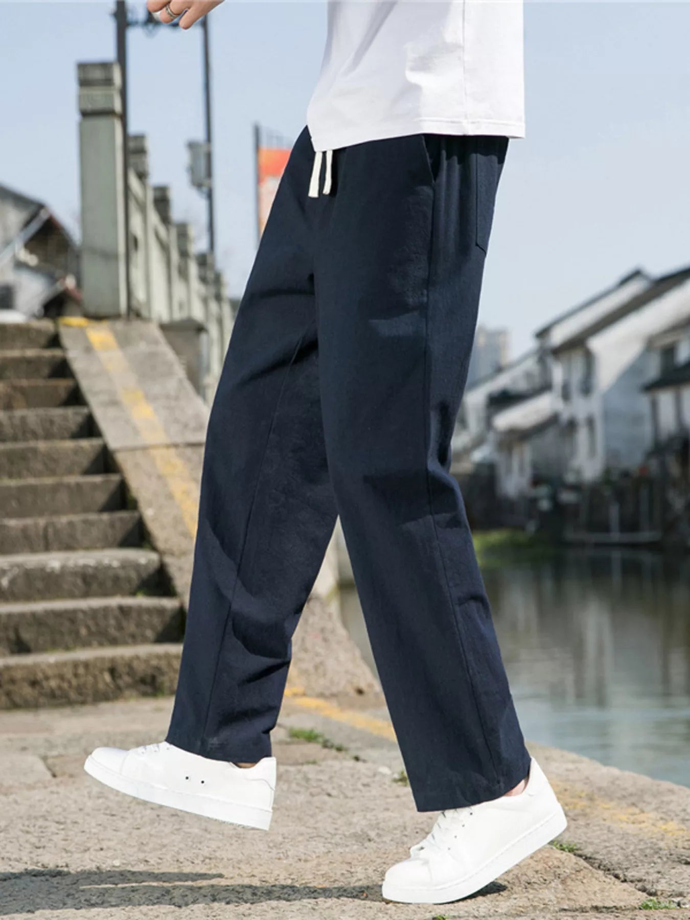 Men's Plus Size Loose Fit Drawstring Casual Pants