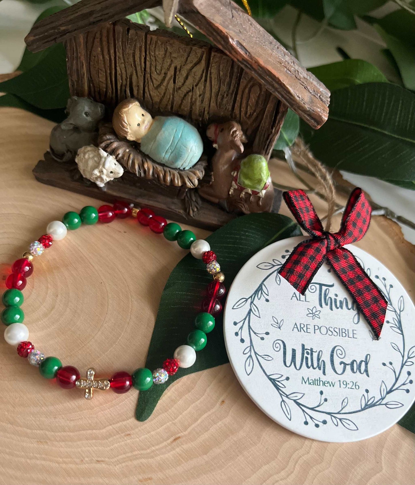 Christmas Cross Bead Bracelet Collection