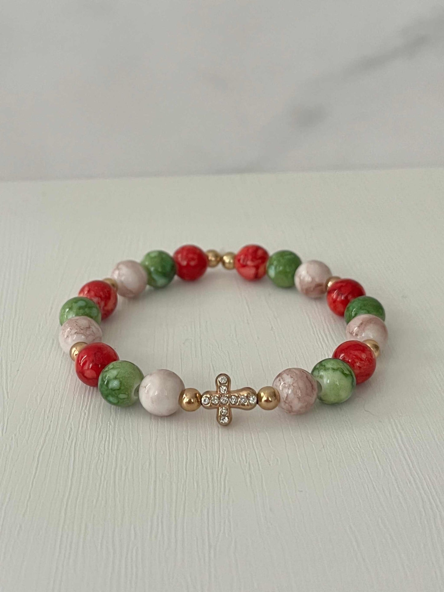 Christmas Cross Bead Bracelet Collection