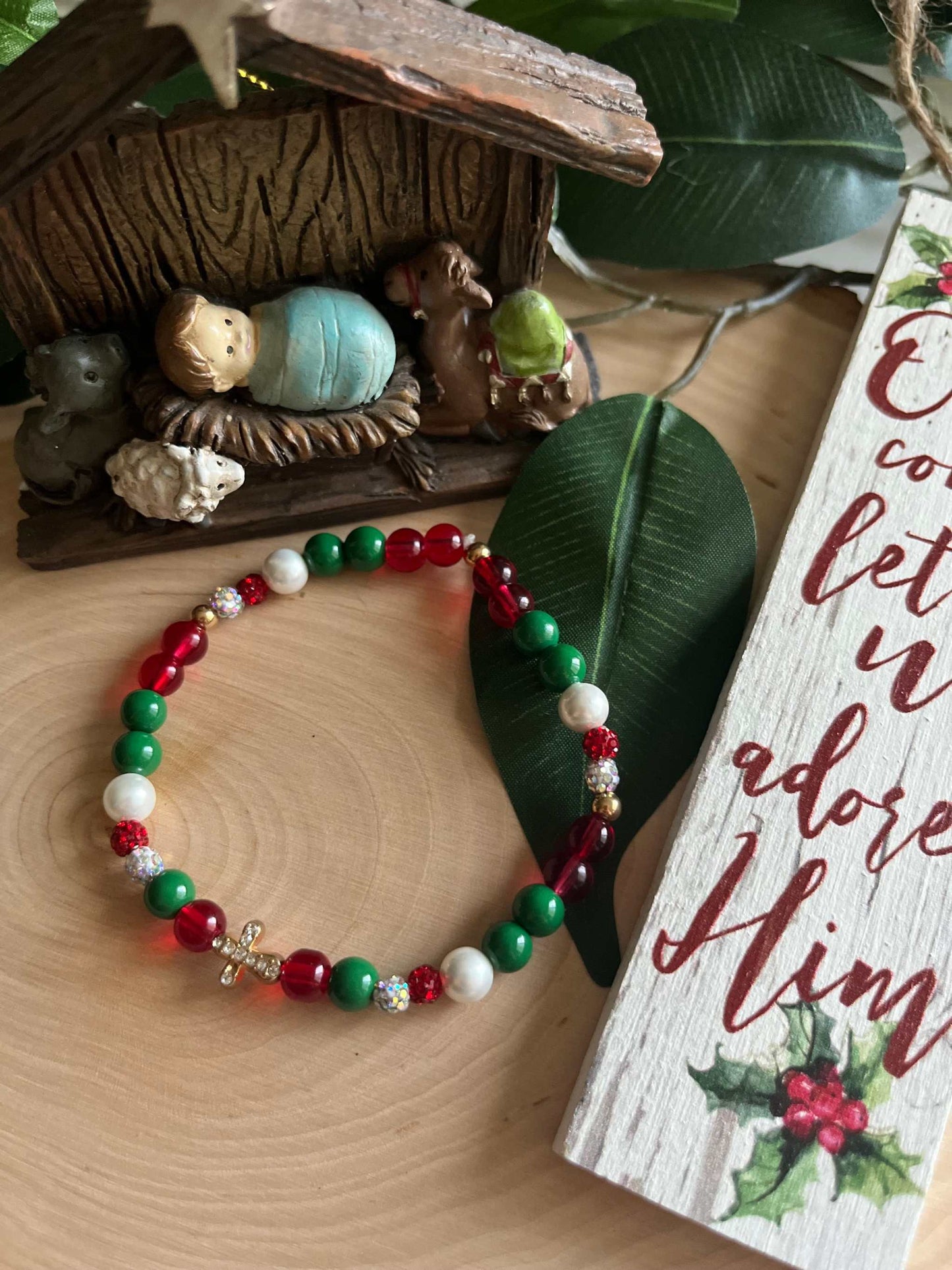 Christmas Cross Bead Bracelet Collection
