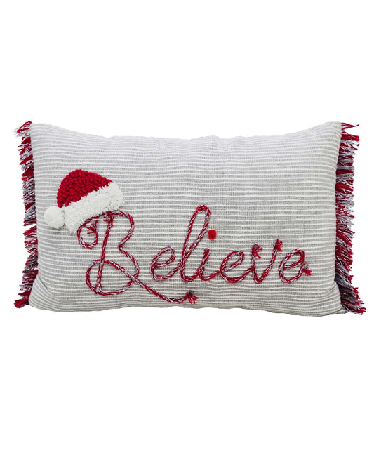 Christmas Throw Pillow for couch- Believe 14" x 24" - Zenvyra Collective