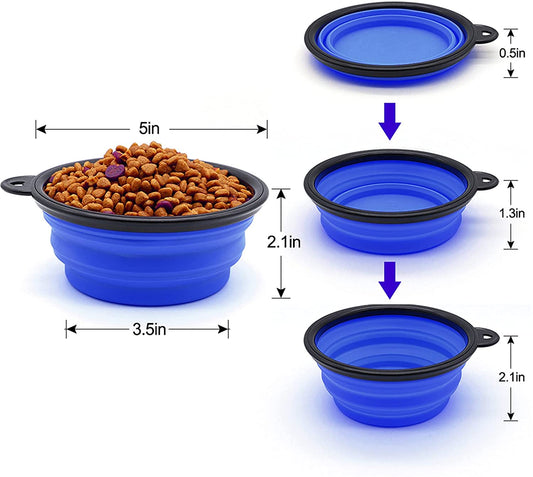 5" Portable and Foldable Small Dog Bowl-Blue (set of 5) - Zenvyra Collective