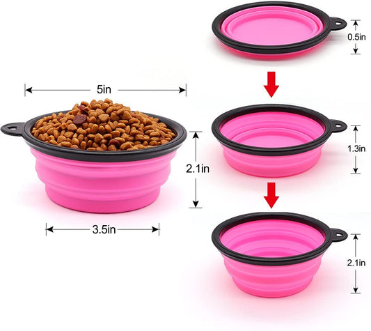 5" Portable and Foldable Small Dog Bowl-Pink set of 5 - Zenvyra Collective