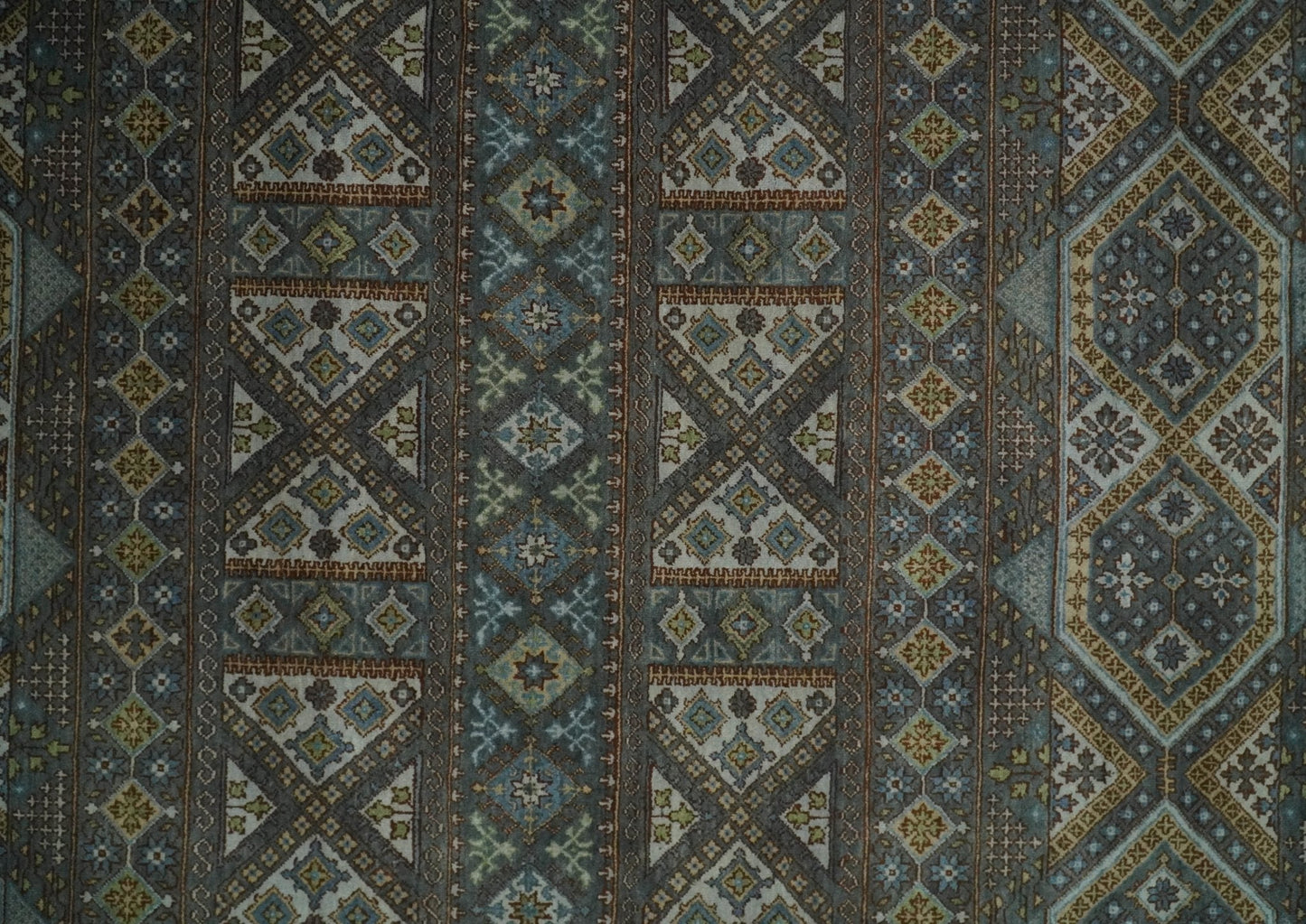 8x10 Fine Hand Knotted Brown and Blue Southwestern Traditional Antique Area Rug