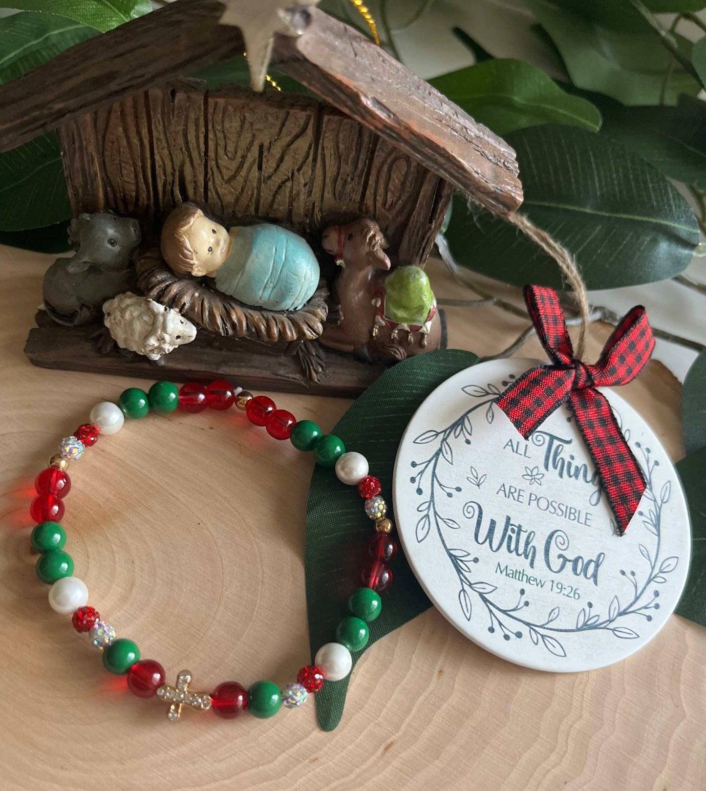 Christmas Cross Bead Bracelet Collection