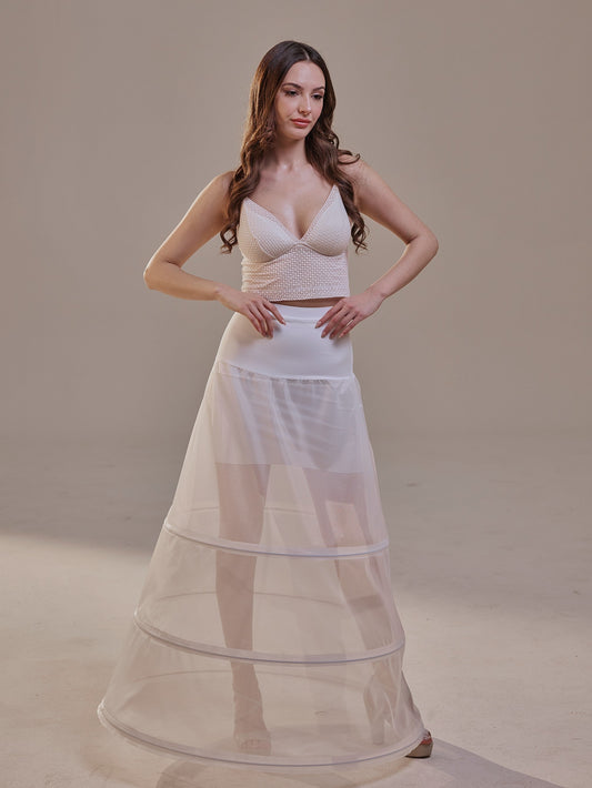 A-Line Wedding Dress Crinoline Skirt , 3 Hoops & Waist Corsage | Zenvyra Collective