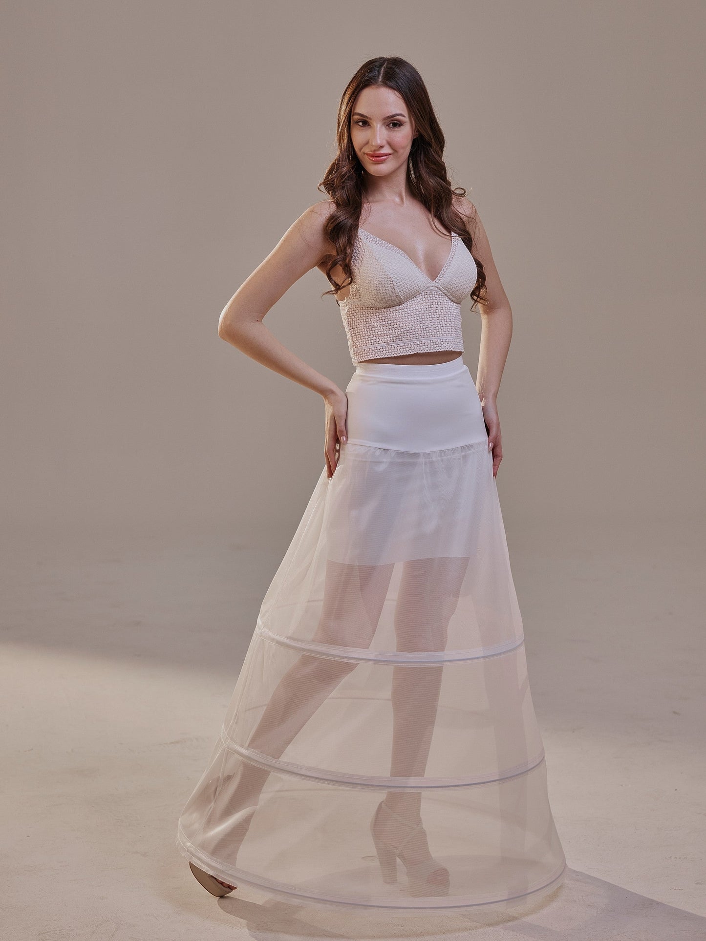 A-Line Wedding Dress Crinoline Skirt , 3 Hoops & Waist Corsage