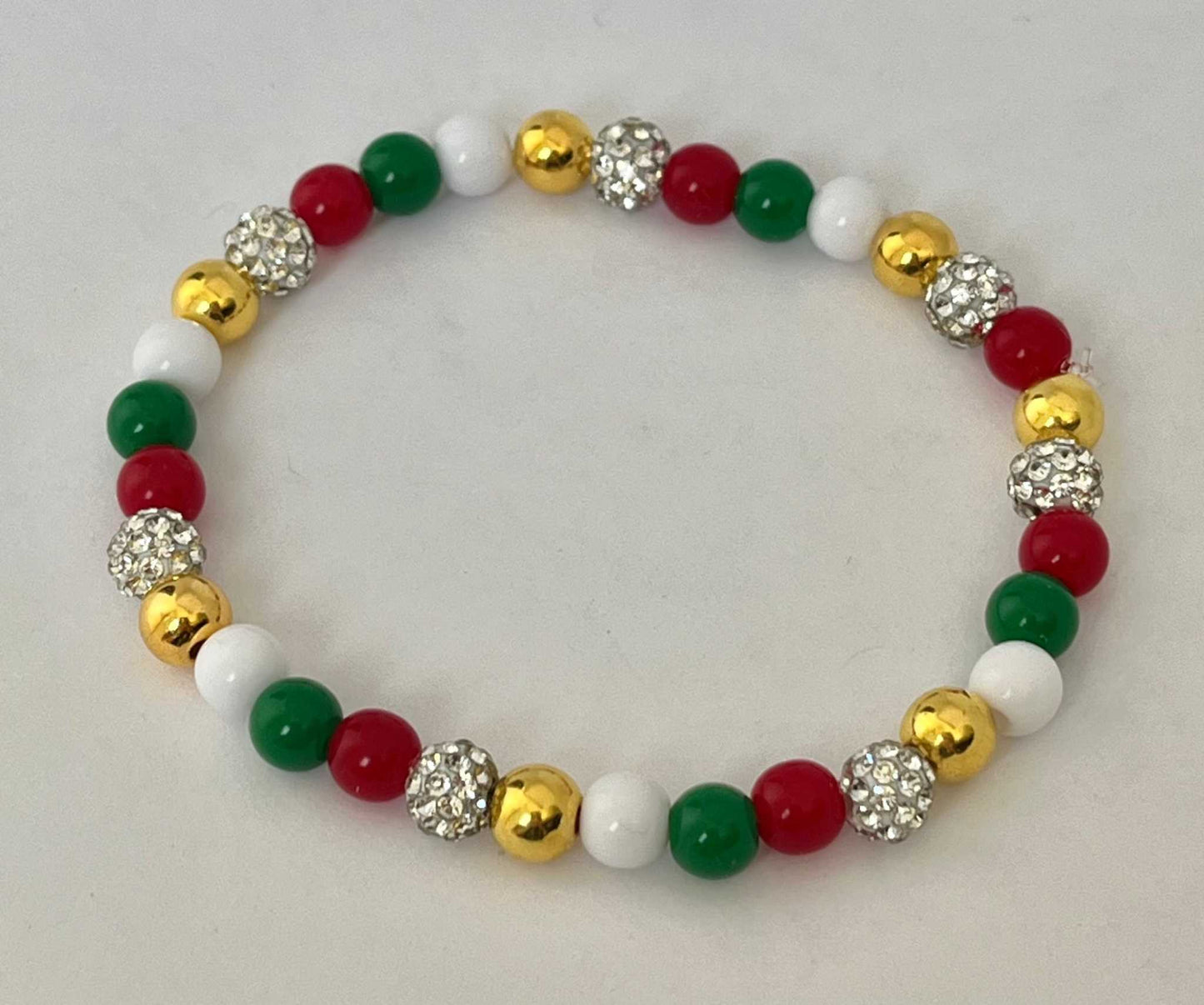 Christmas Jeweled Bead Bracelet – Festive Holiday Jewelry