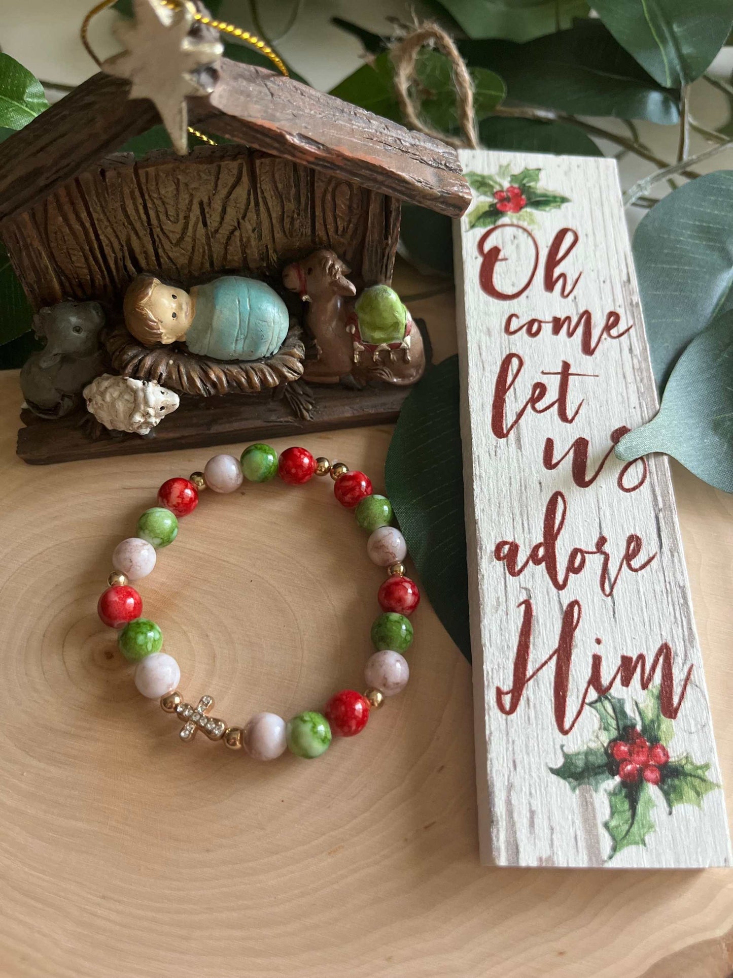 Christmas Cross Bead Bracelet Collection