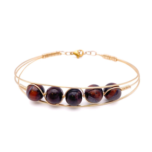 Brickhouse Tiger's Eye Gold Plated Bangle Bracelet