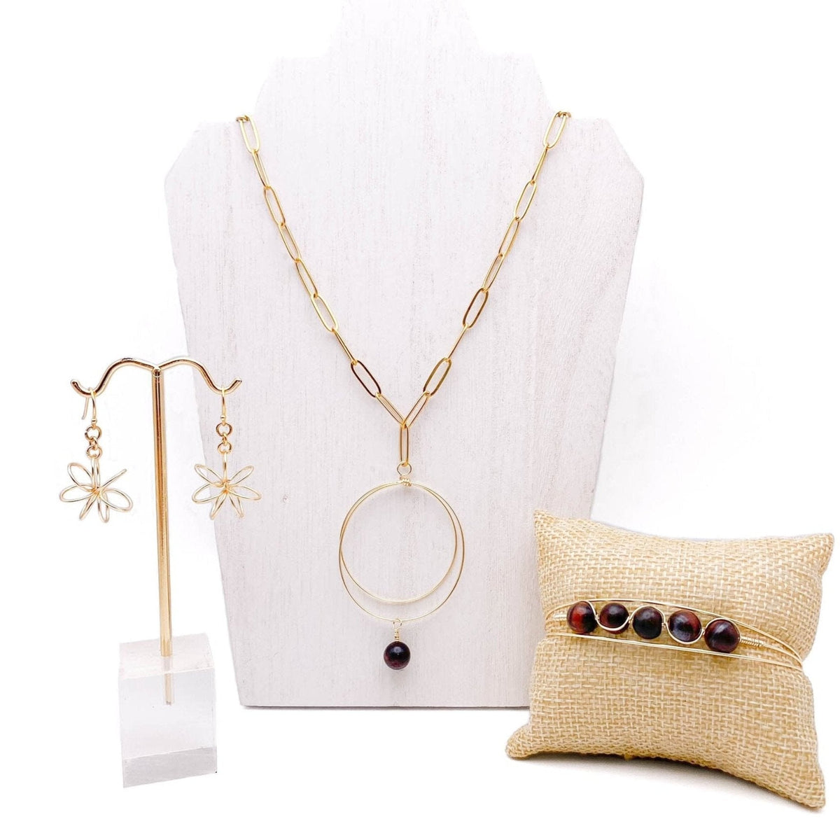 Brickhouse Tiger's Eye Gold Plated Bangle Bracelet