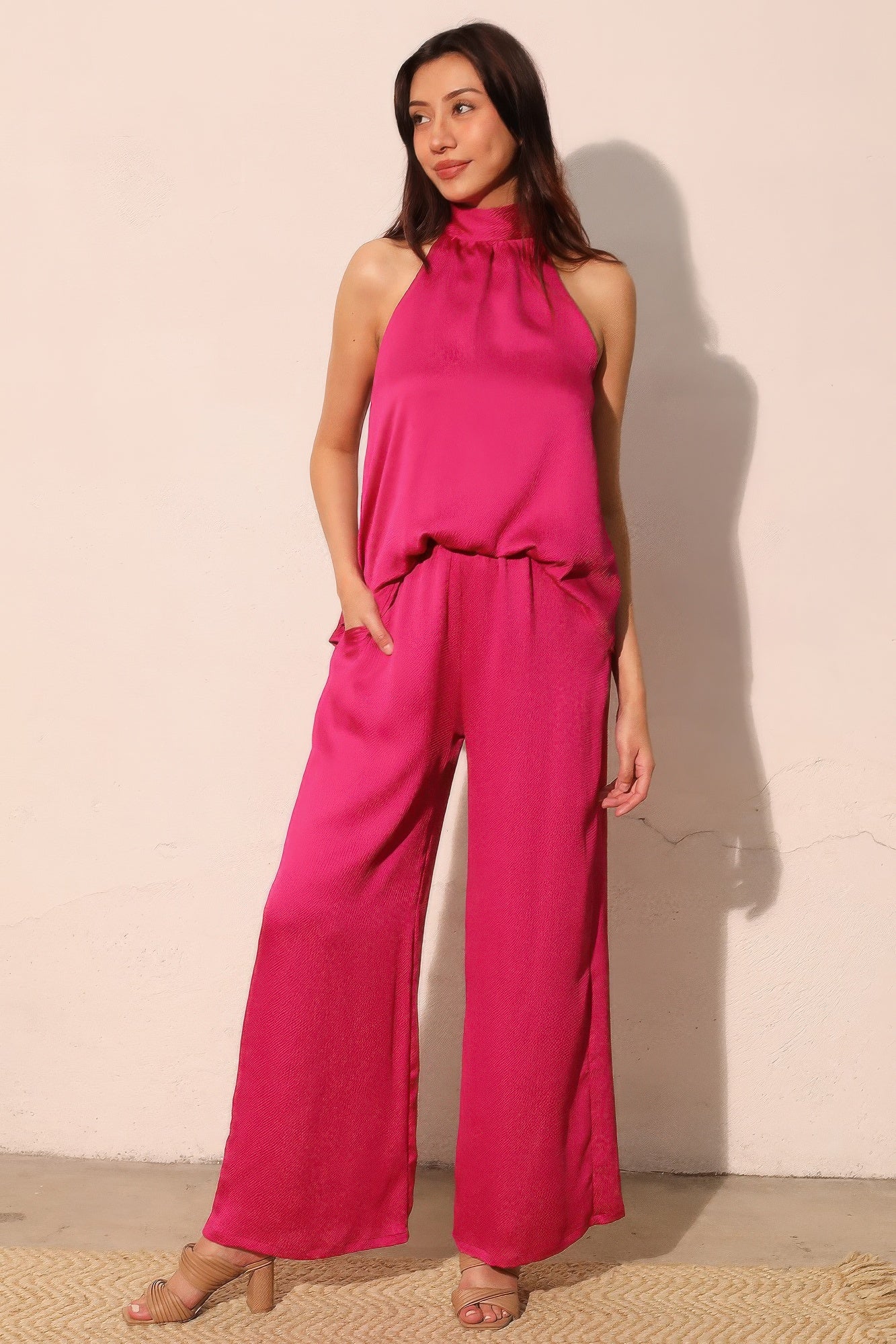 Hammered Satin Pocket Pants