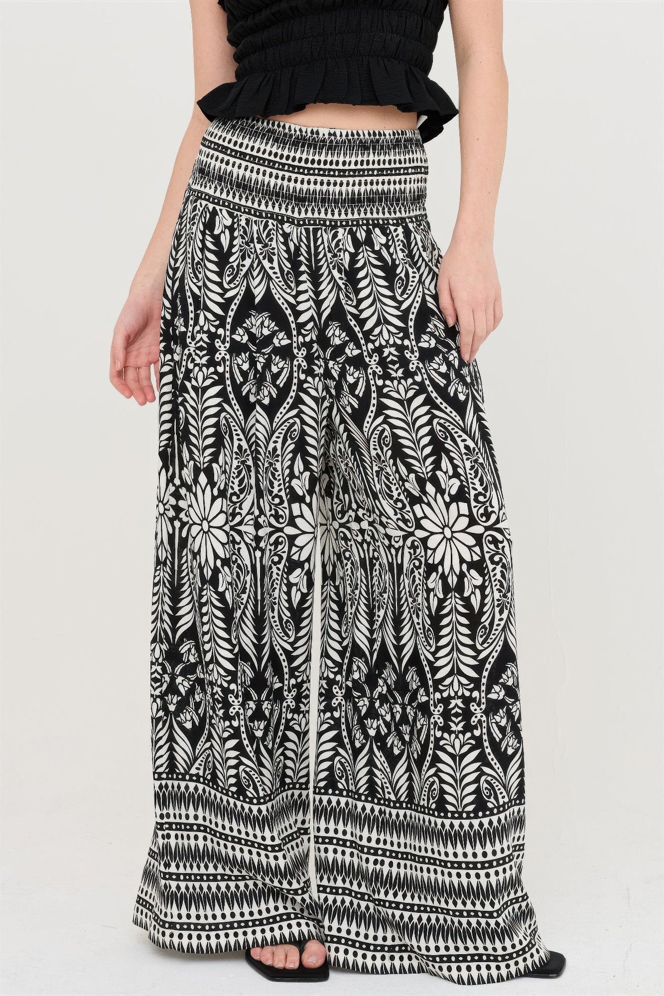 Smocked Waist Floral Pants
