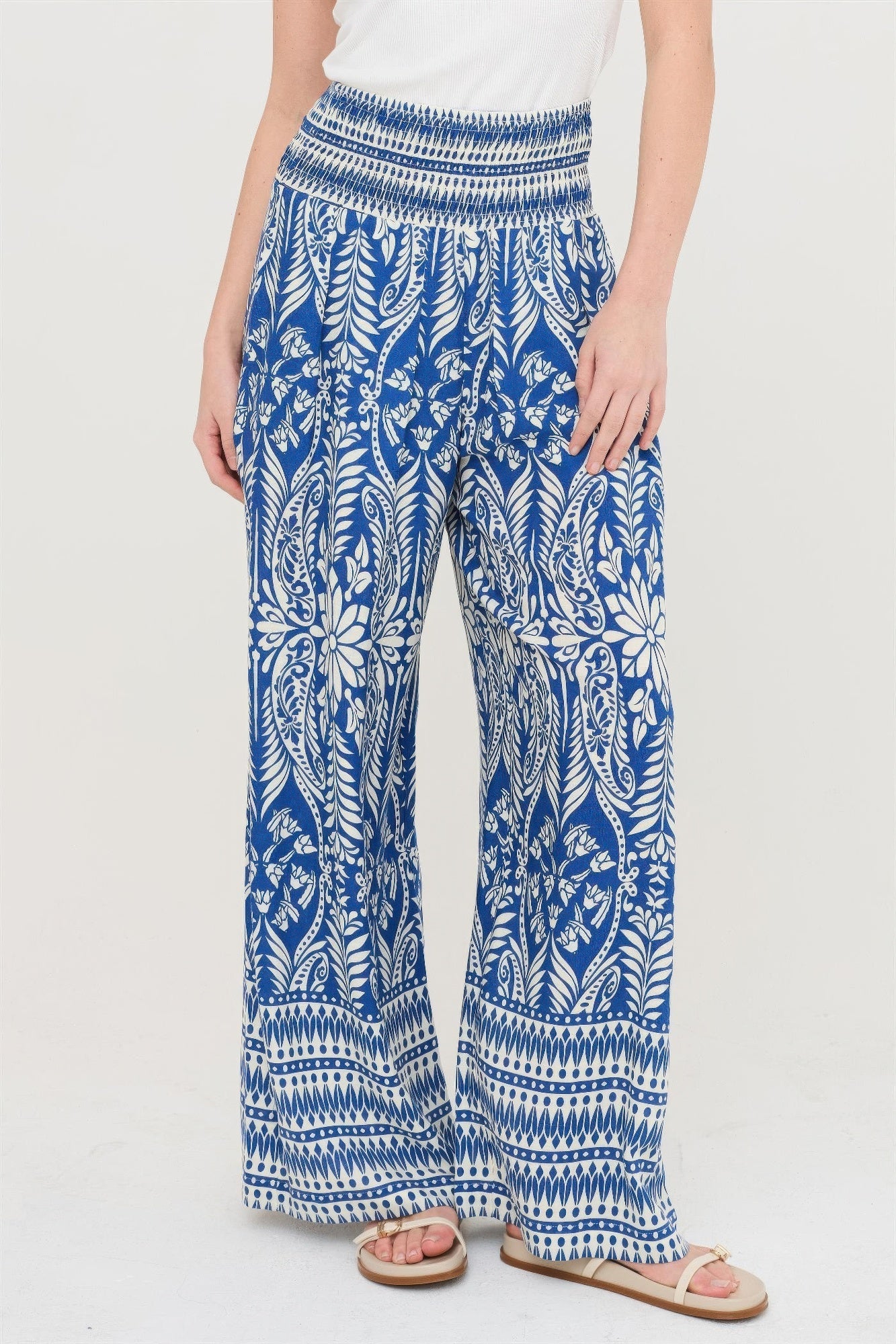 Smocked Waist Floral Pants