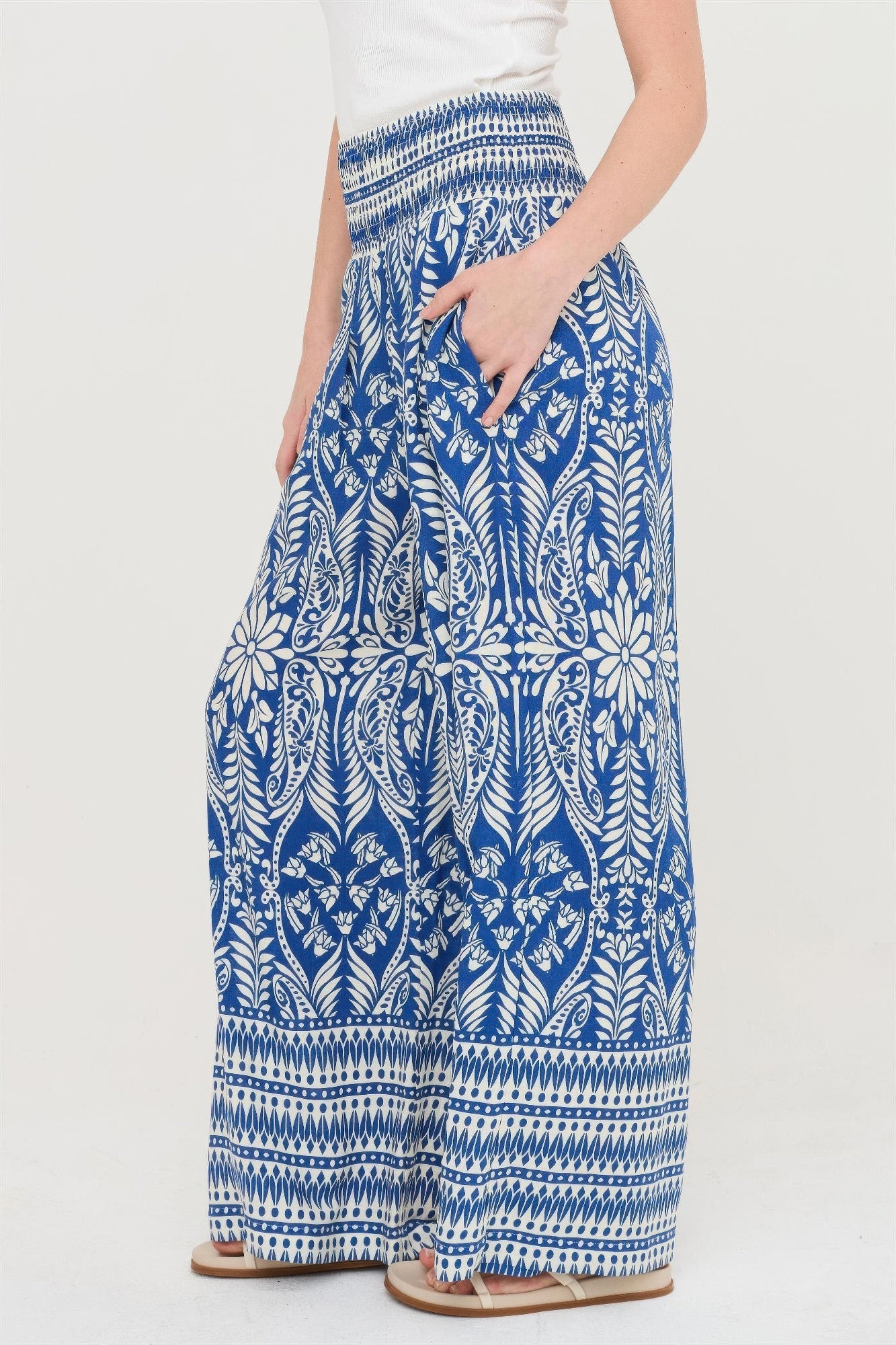 Smocked Waist Floral Pants
