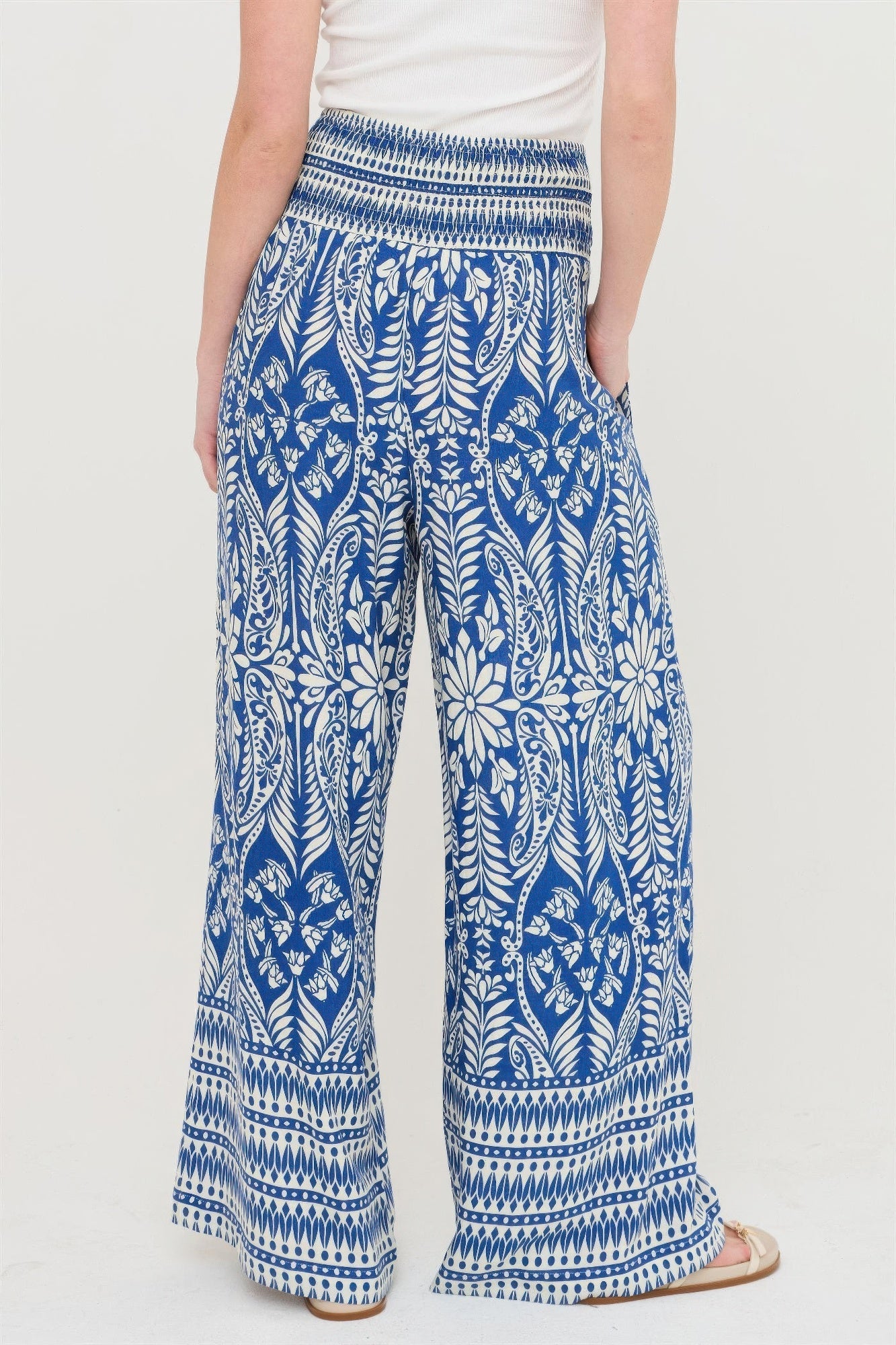 Smocked Waist Floral Pants