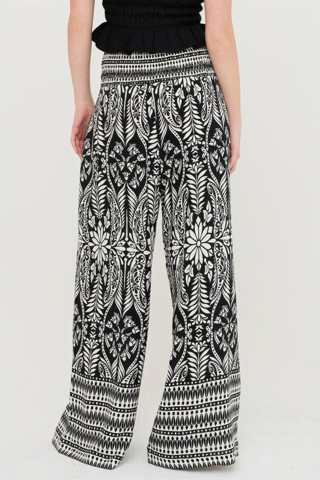 Smocked Waist Floral Pants