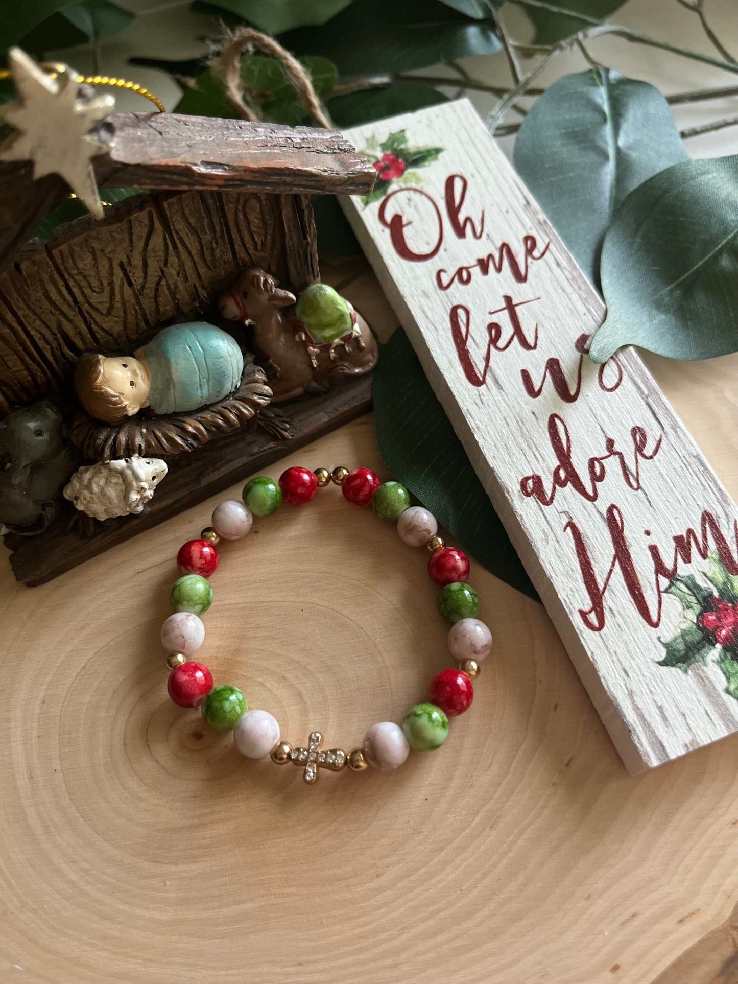 Christmas Cross Bead Bracelet Collection