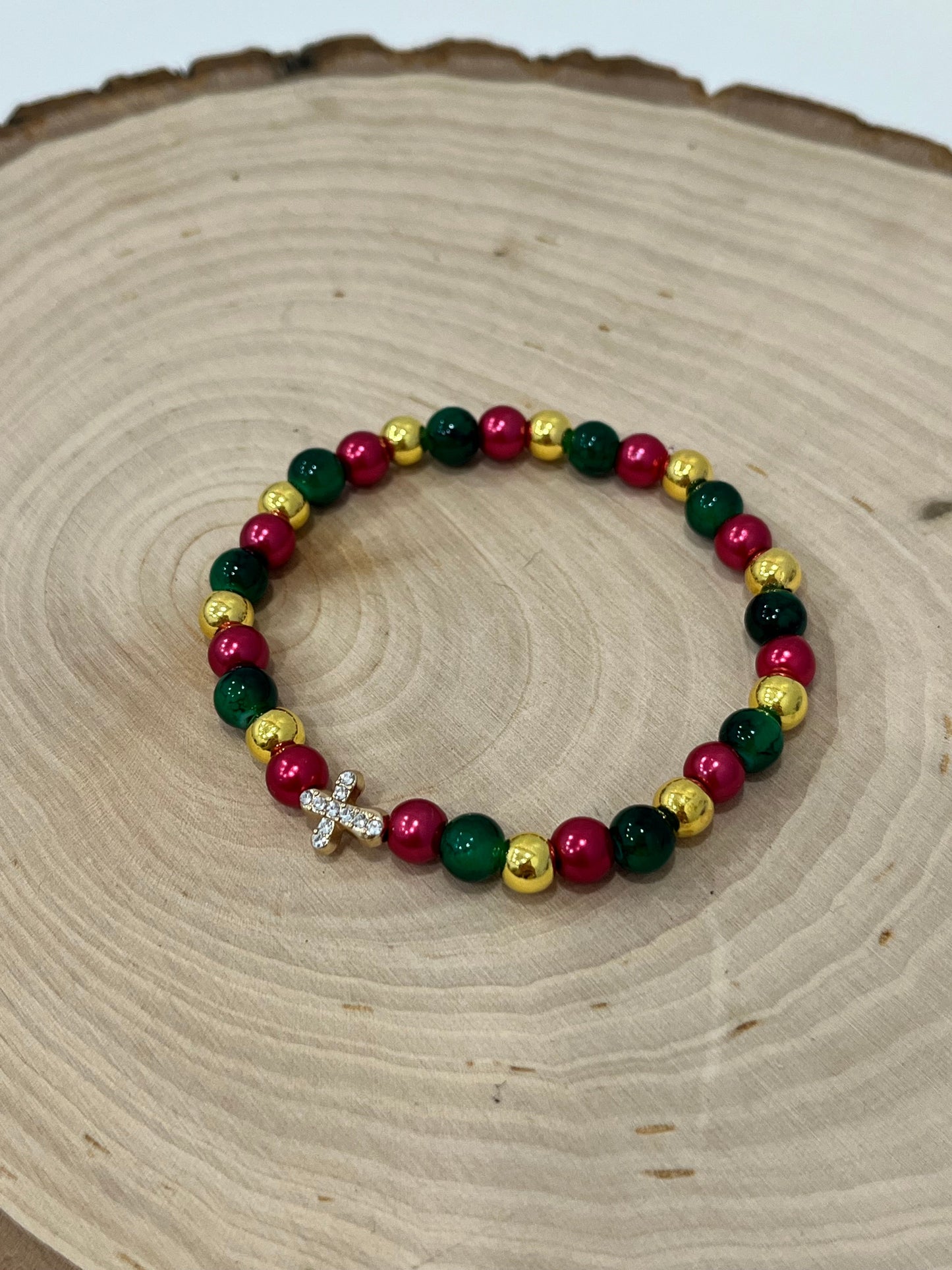 Christmas Cross Bead Bracelet Collection