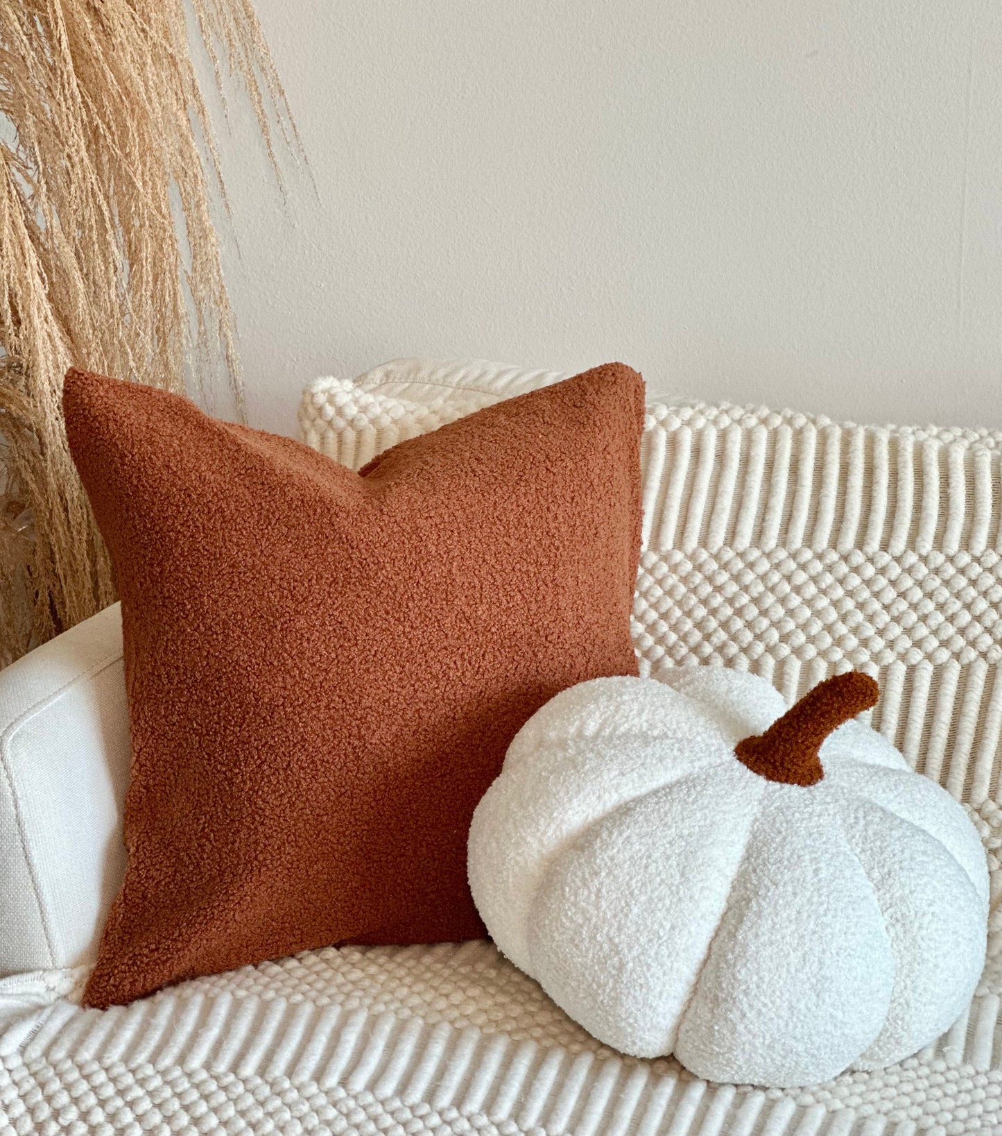 11” Jumbo Sherpa Ivory Pumpkin Pillow