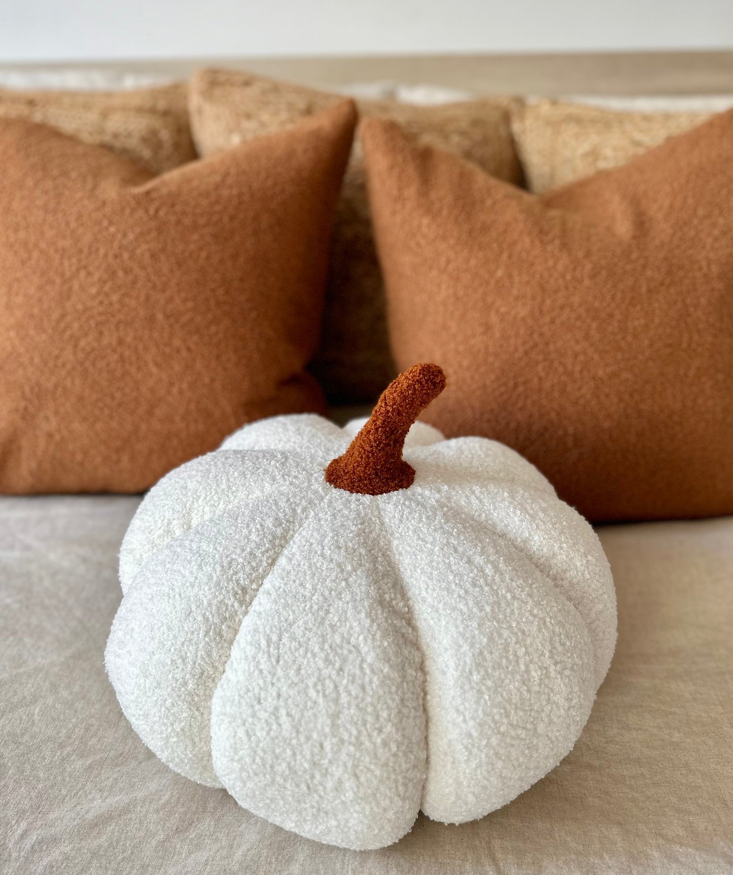 11” Jumbo Sherpa Ivory Pumpkin Pillow